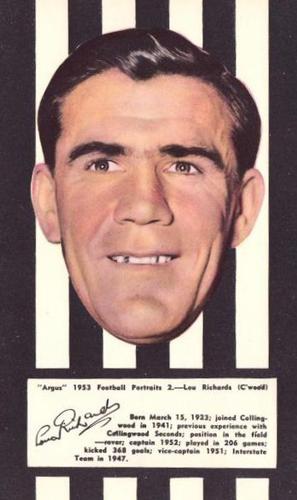 1953 Argus Football Portraits #2 Lou Richards Front